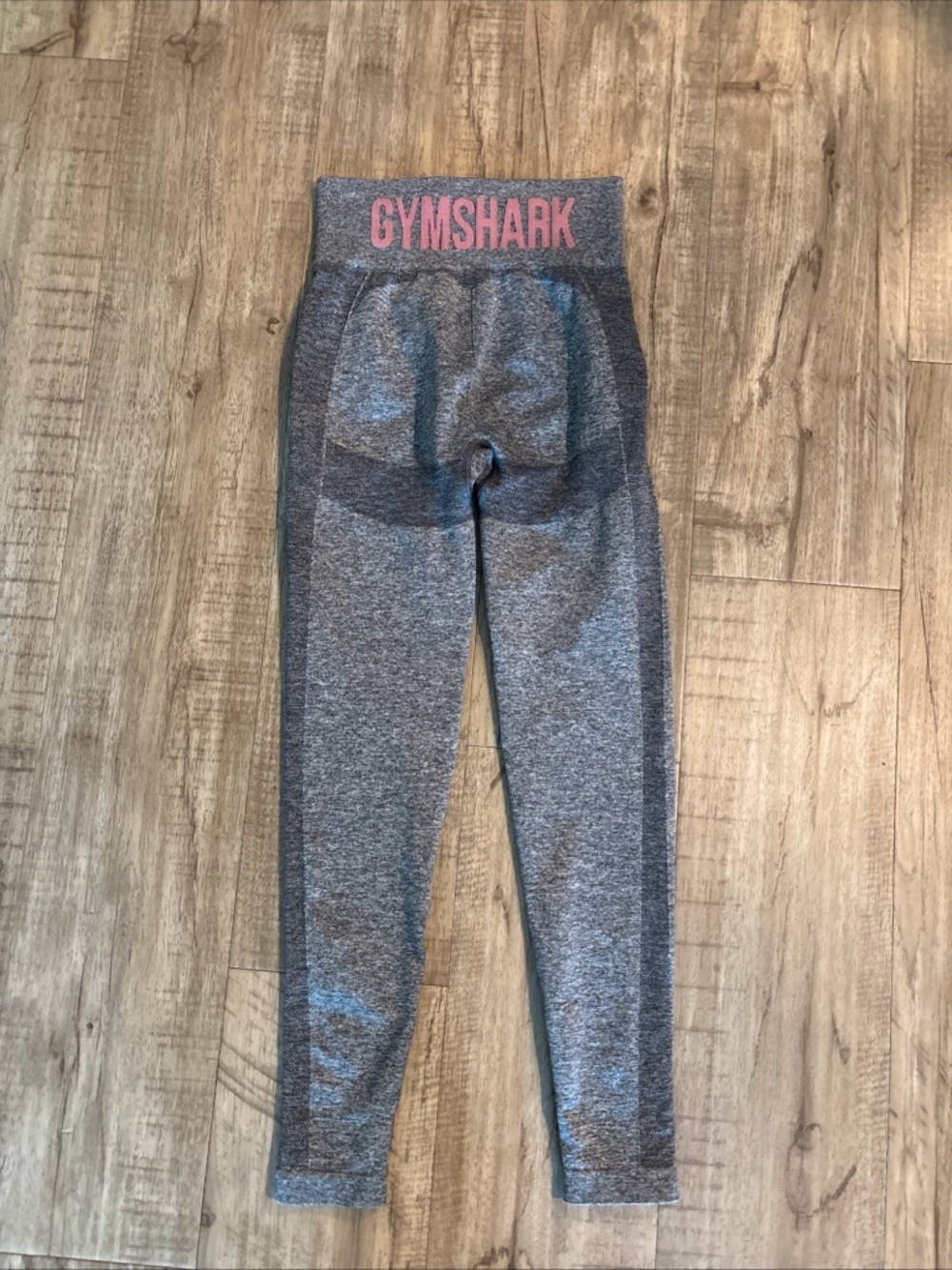 Gymshark women’s Grey Seamless Leggings with Pink Waist Logo